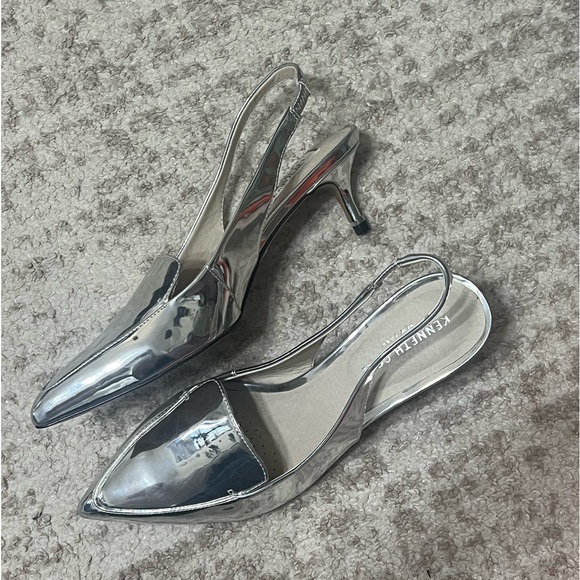 Kenneth Cole silver kitten heel loafers - Picture 3 of 4